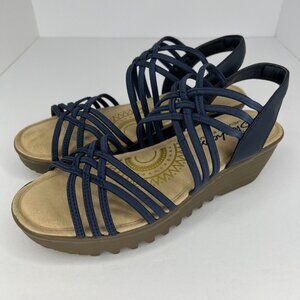 Skechers Blue Strappy Sandals with Wedge Heel